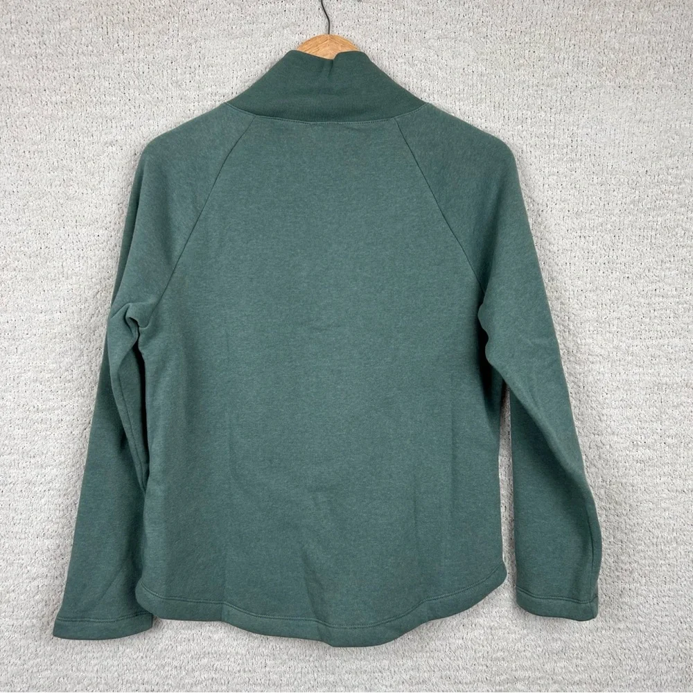 J. Crew Factory‎ Sweater Womens S Green Wide Button-Collar Pullover Sweatshirt